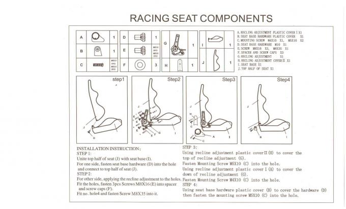 Κάθισμα διευθετήσιμων μαύρων PVC/PU καθισμάτων αγώνα/αθλητικών αγωνιστικών αυτοκινήτων με τον ενιαίο ολισθαίνοντα ρυθμιστή